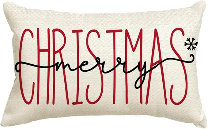 AVOIN colorlife Merry Christmas Throw Pillow Cover, 12 x 20 Inch Winter Holiday Cushion Case Deco... | Amazon (US)