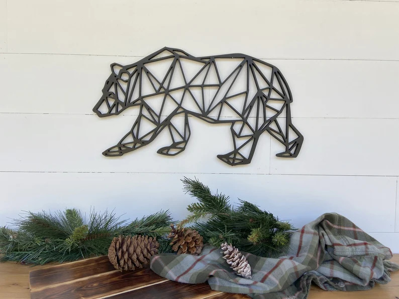 Geometric Bear Wall Hanging 22 X 12 Geometric Woodland Bear Animal Wall Decor - Etsy | Etsy (US)