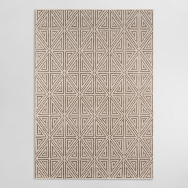 Taupe Geometric Lattice Bali Indoor Outdoor Rug | World Market