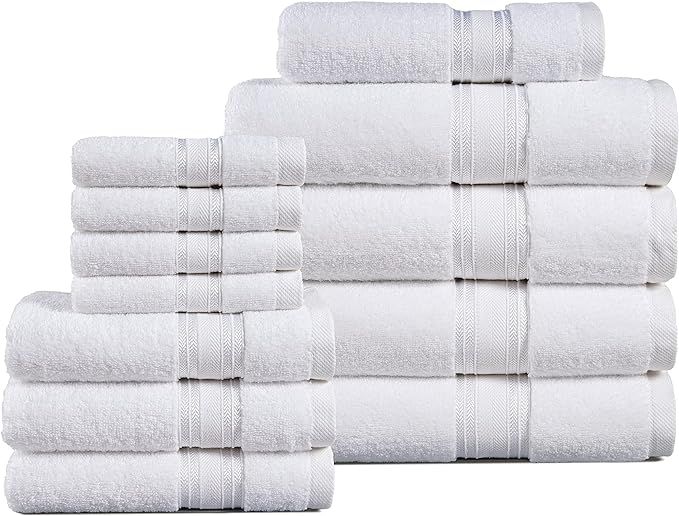 LANE LINEN Luxury Cotton Bathroom Towel Set - 100% Cotton, Zero Twist, Quick Dry, Extra Absorbent... | Amazon (US)