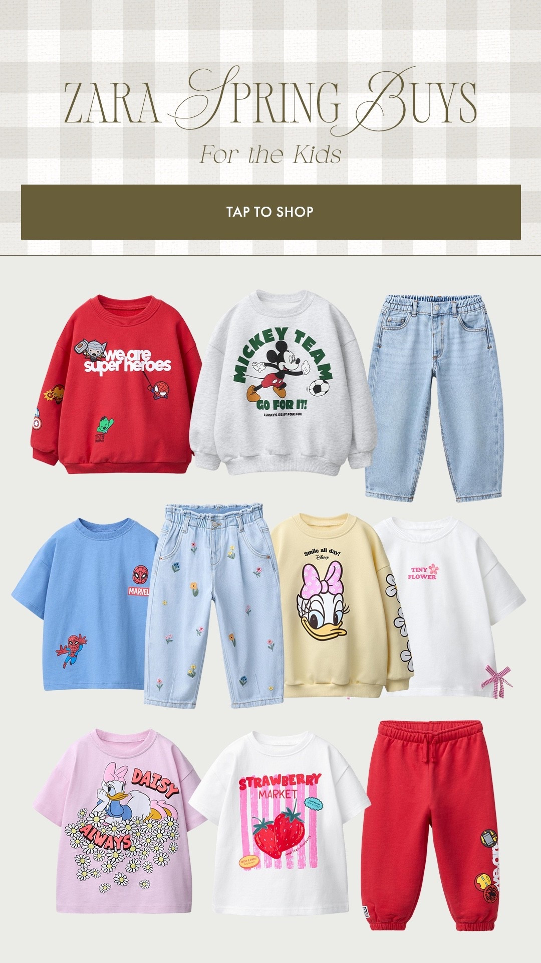 Zara spring buys for the kids 🤍 my most recent order for both Ollie and Evelyn!😍 cute Disney stuff and some superhero pieces for our boy!! Dead over the daisy tee and sweatshirts!

Zara kids, Zara Disney, Zara toddler outfits, superhero’s, marvel clothes, Daisy Duck, toddler girl looks 

#LTKKids #LTKootd