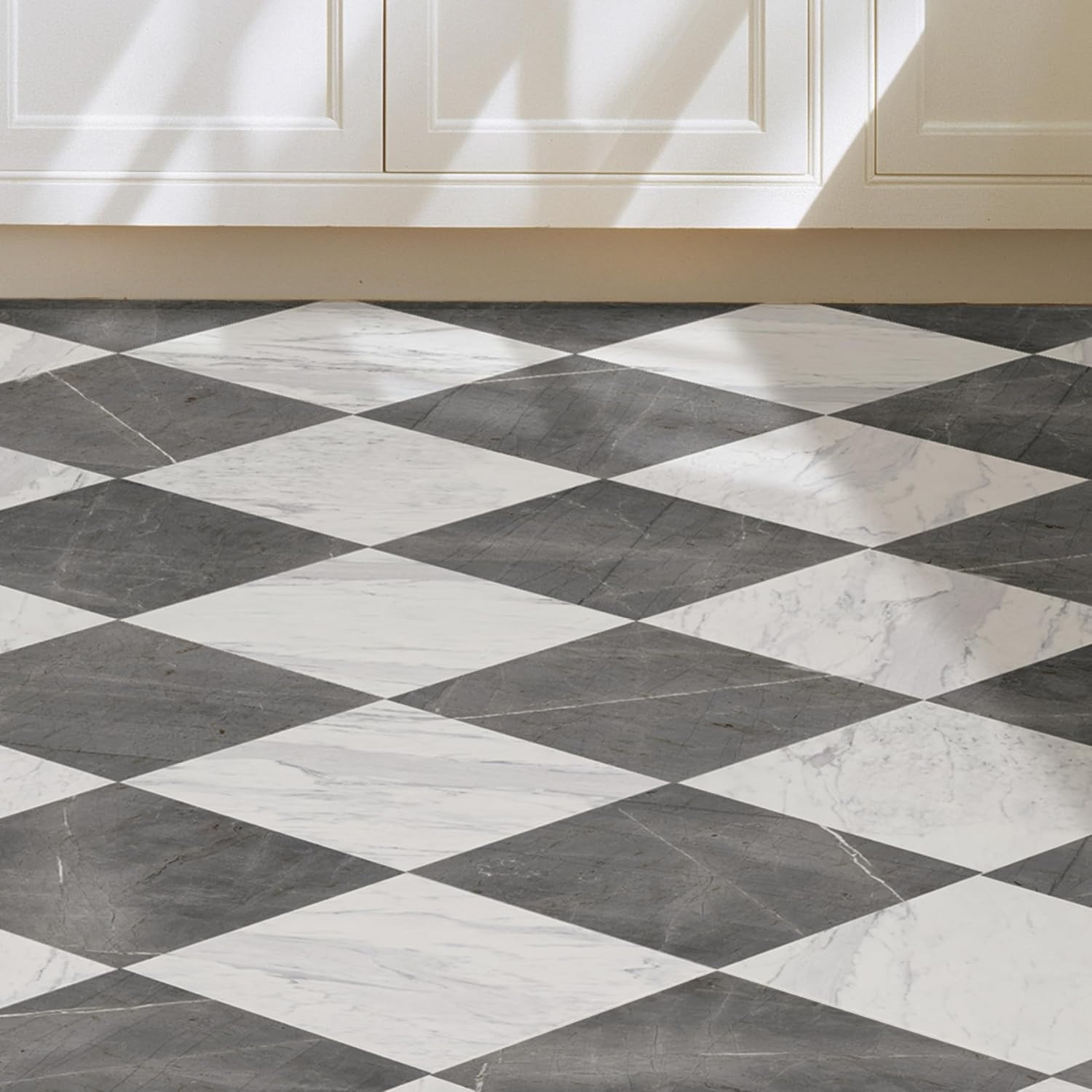 FloorPops 12-in by 12-in Grey & White Marble Bonneville Peel & Stick Floor Tiles | Amazon (US)