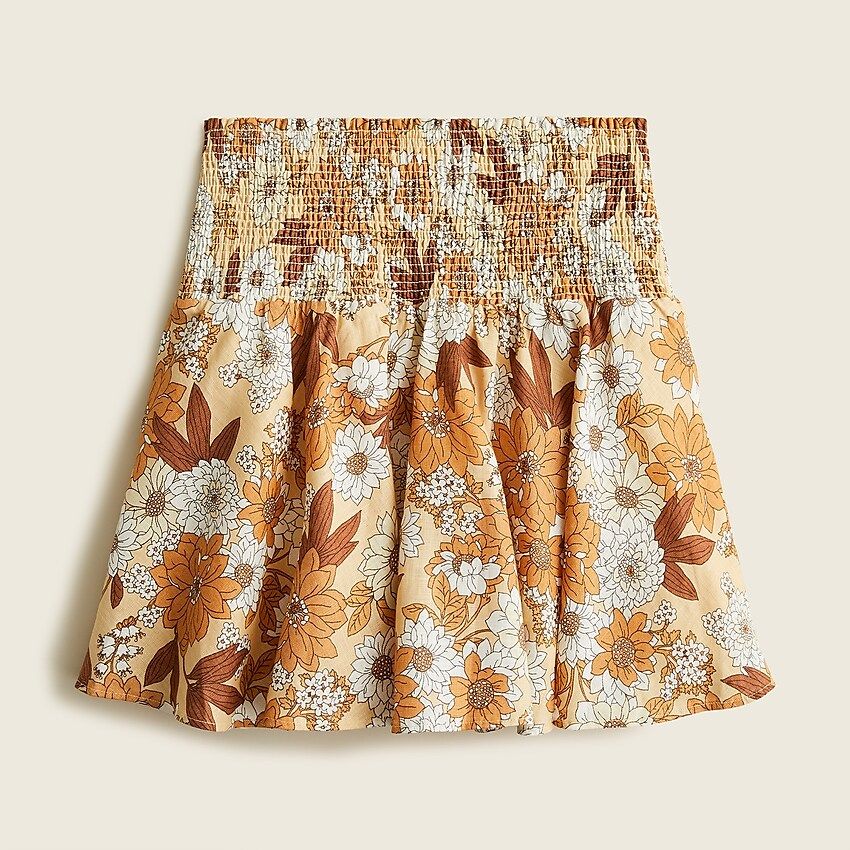 Linen smocked mini skirt in zinnia floral | J.Crew US