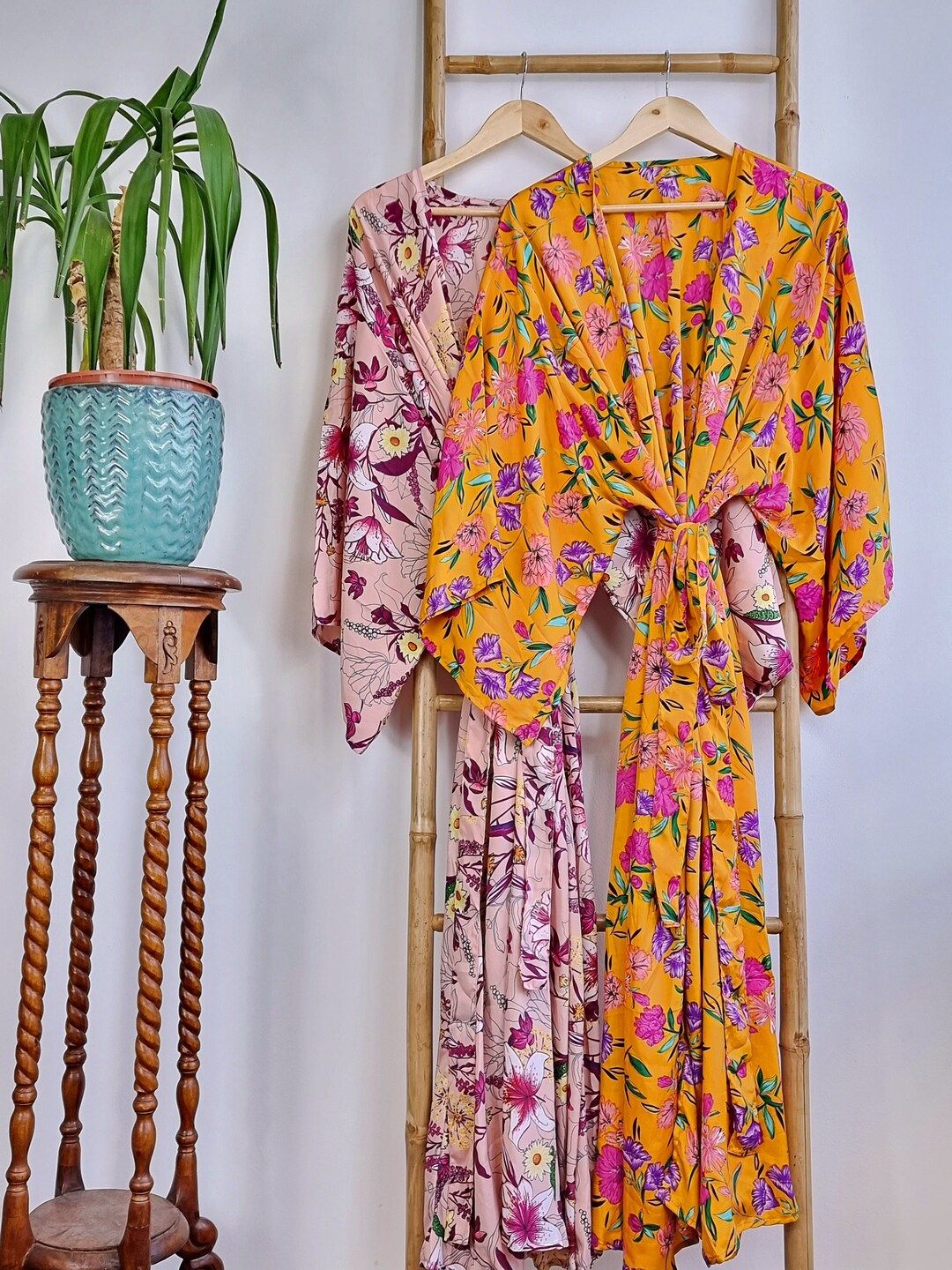New Silk Sari Boho Kimono Regal House Robe  Luxury Lounge - Etsy Netherlands | Etsy (NL)