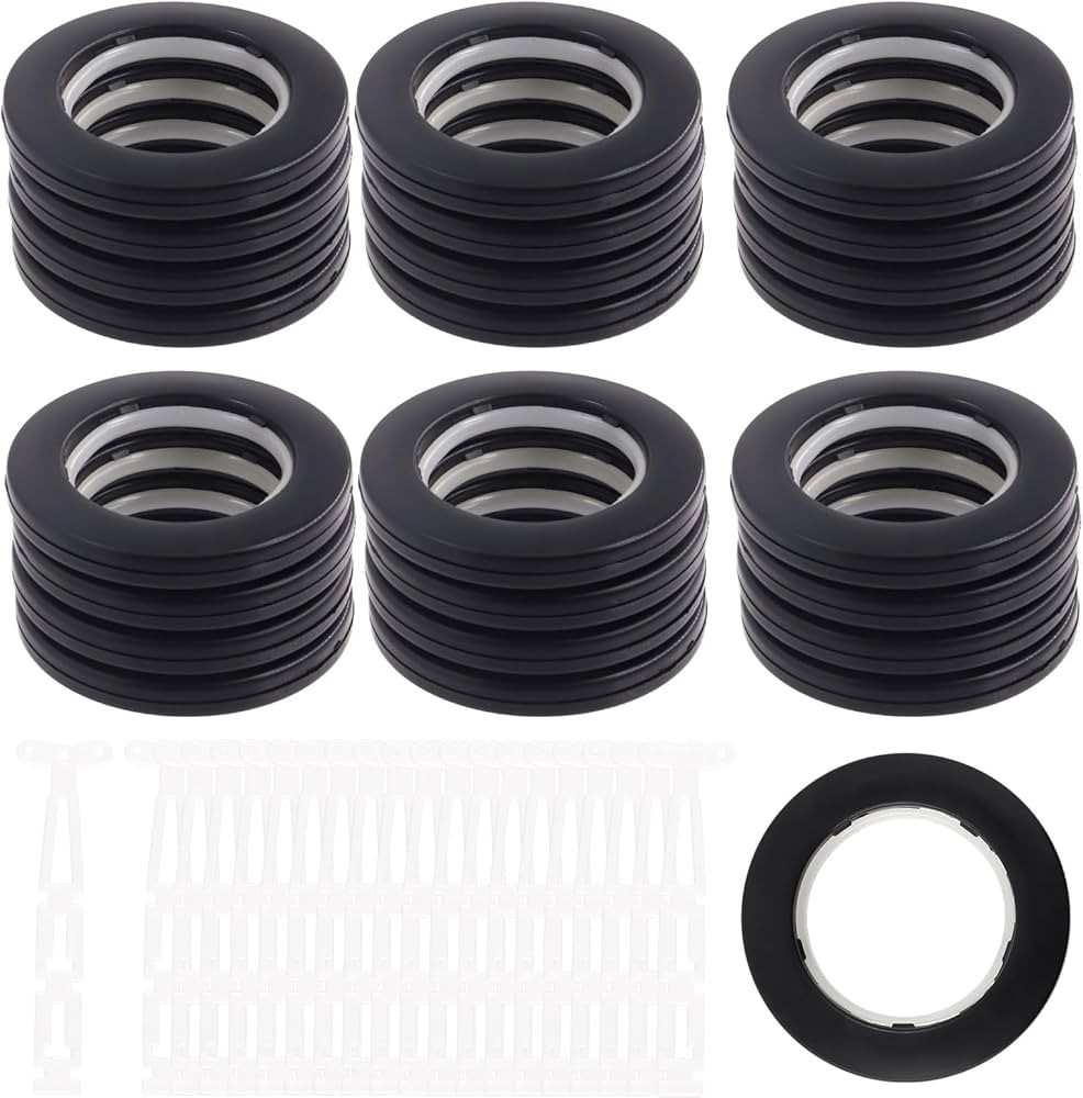 Swpeet 20 Pack Black Plastic Curtain Grommets, Inner Diameter 40mm-1.7Inch Silencer Sliding Black... | Amazon (US)