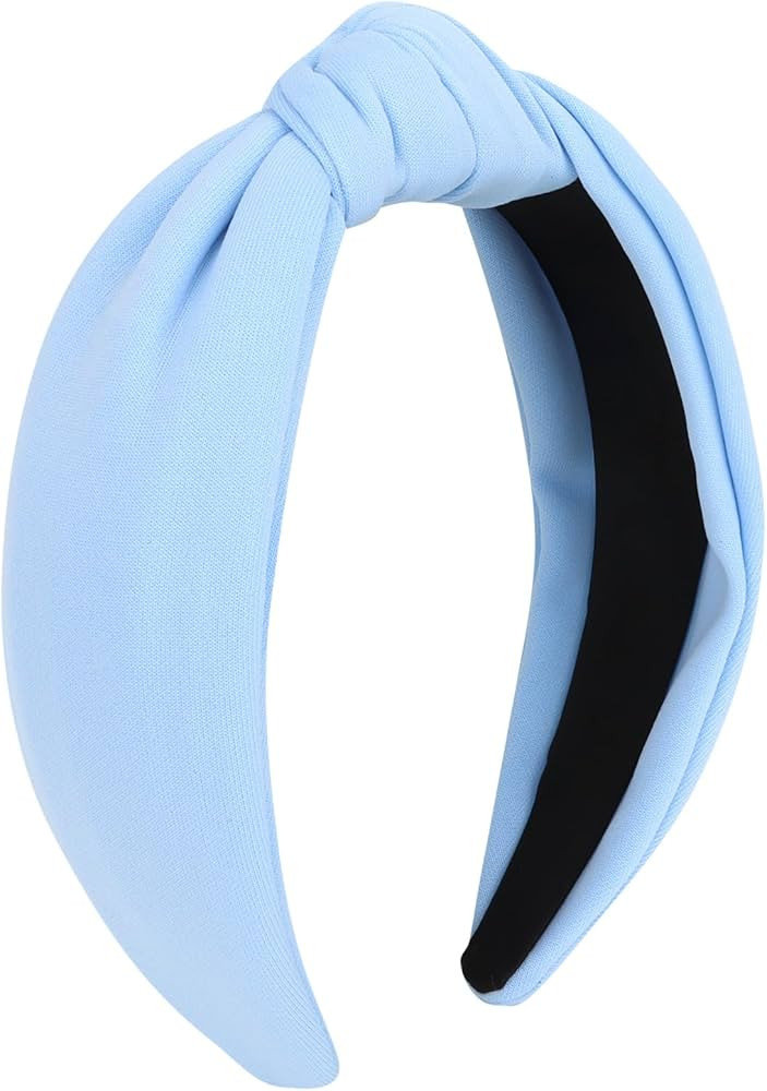 Ondder Blue Headband Top Knot Style Cloth Hairband for Women, Non Slip Fashion Wide Knotted Headb... | Amazon (US)