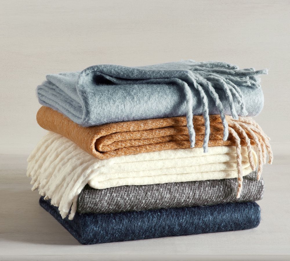 Hayes Faux Mohair Throw Blanket | Pottery Barn (US)