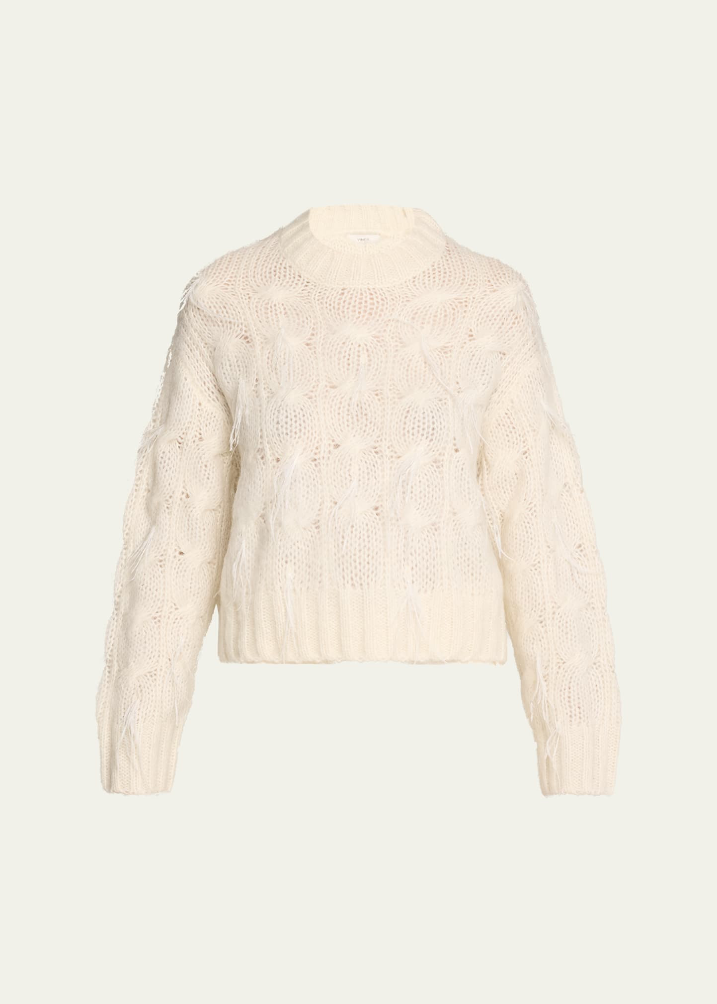 Vince Feather Embellished Cable-Knit Sweater | Bergdorf Goodman