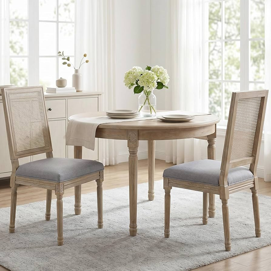 chairus Farmhouse Dining Chairs Set of 2, Rectangle Rattan Back French Country Dining Room Chairs... | Amazon (US)