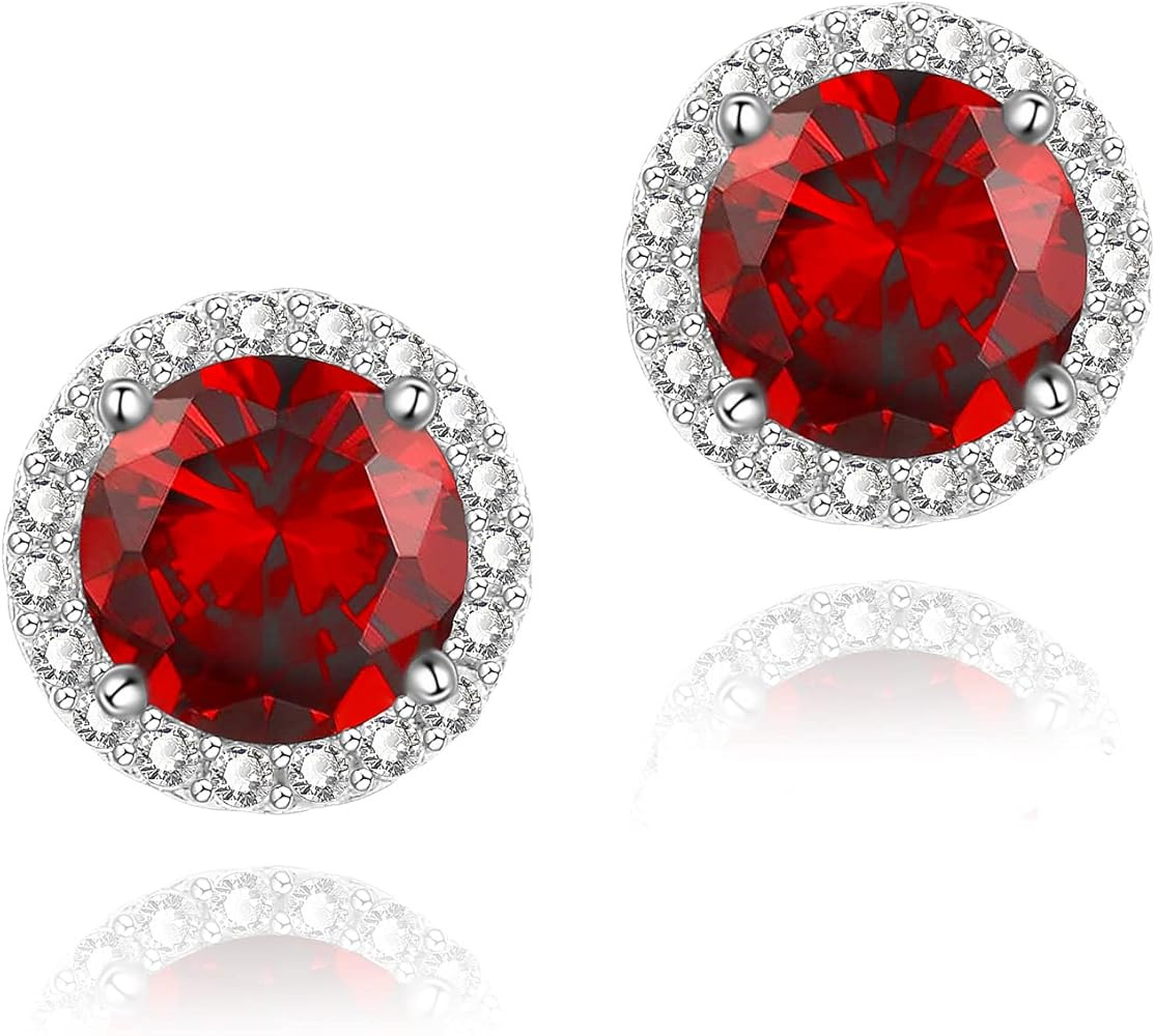 Cubic Zirconia Earrings Studs, CZ Stud Earrings YOMELA White Gold 10MM Square Round Teardrop Hear... | Amazon (US)