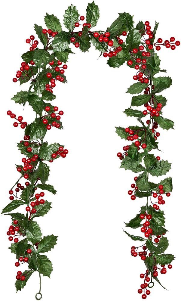 Lvydec Red Berry Garland Christmas Decoration - 5.8ft Artificial Greenery Garland with Red Berrie... | Amazon (US)