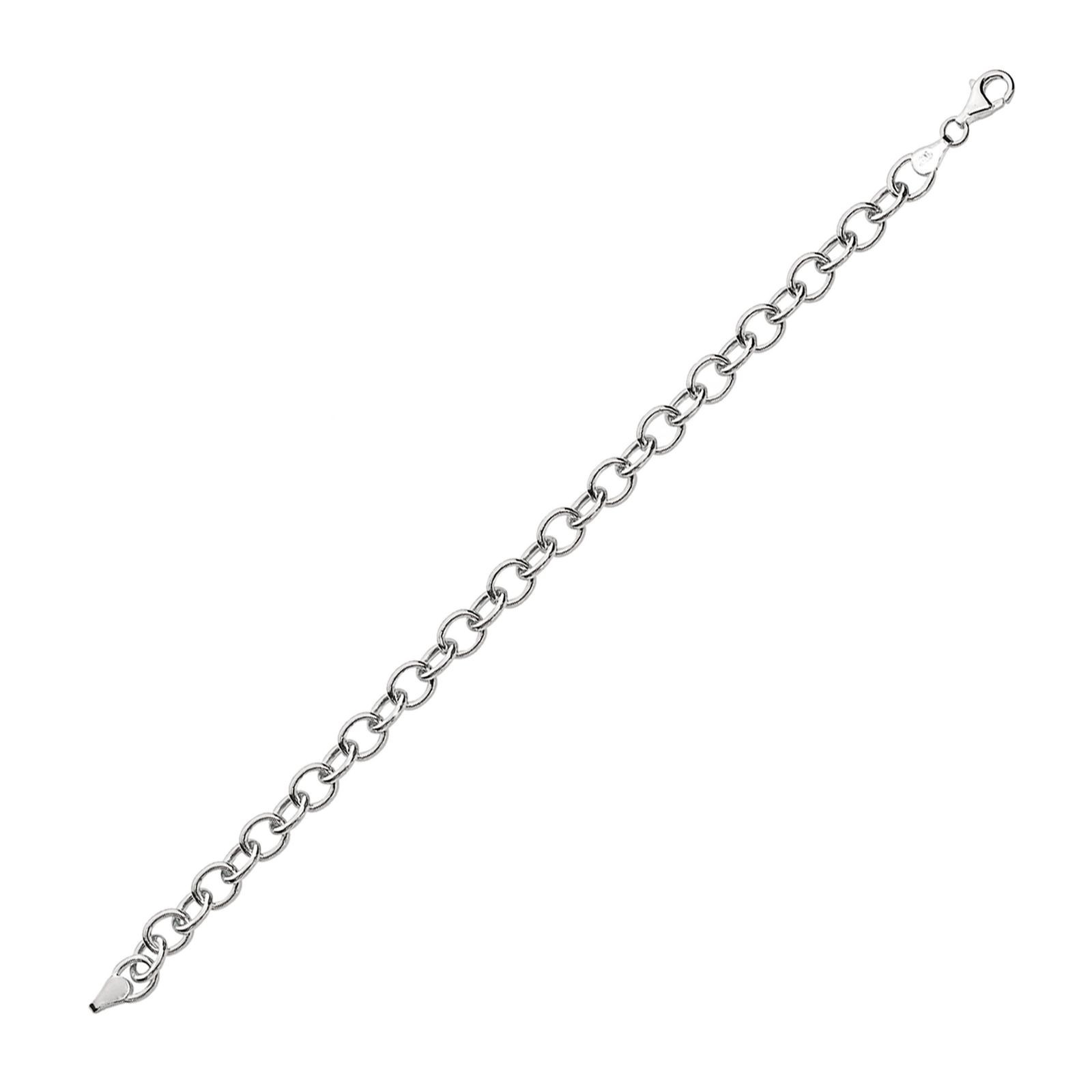 Sterling Silver Chain Bracelet - 7 1/4-in., Women's, Size: 7.25", Rhodium | Kohl's