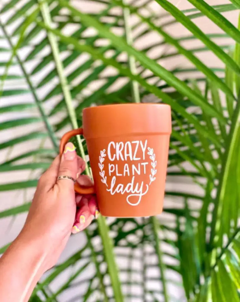 Engraved Plant Lady Terra-cotta Pot Mug, Ceramic Coffee Mug, Succulent Plants Planters, Mom, Love... | Etsy (US)