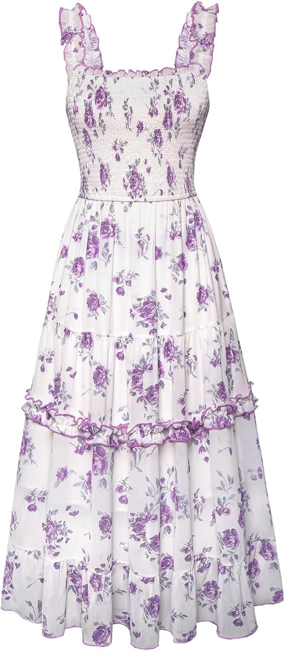 Scarlet Darkness Floral Dress for Women 2026 Flowy Sundress Smocked Cottagecore Dresses | Amazon (US)