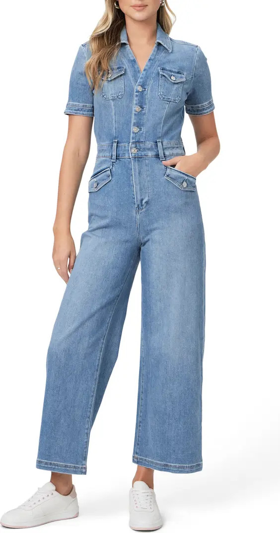PAIGE Harper Ankle Wide Leg Denim Jumpsuit | Nordstrom | Nordstrom