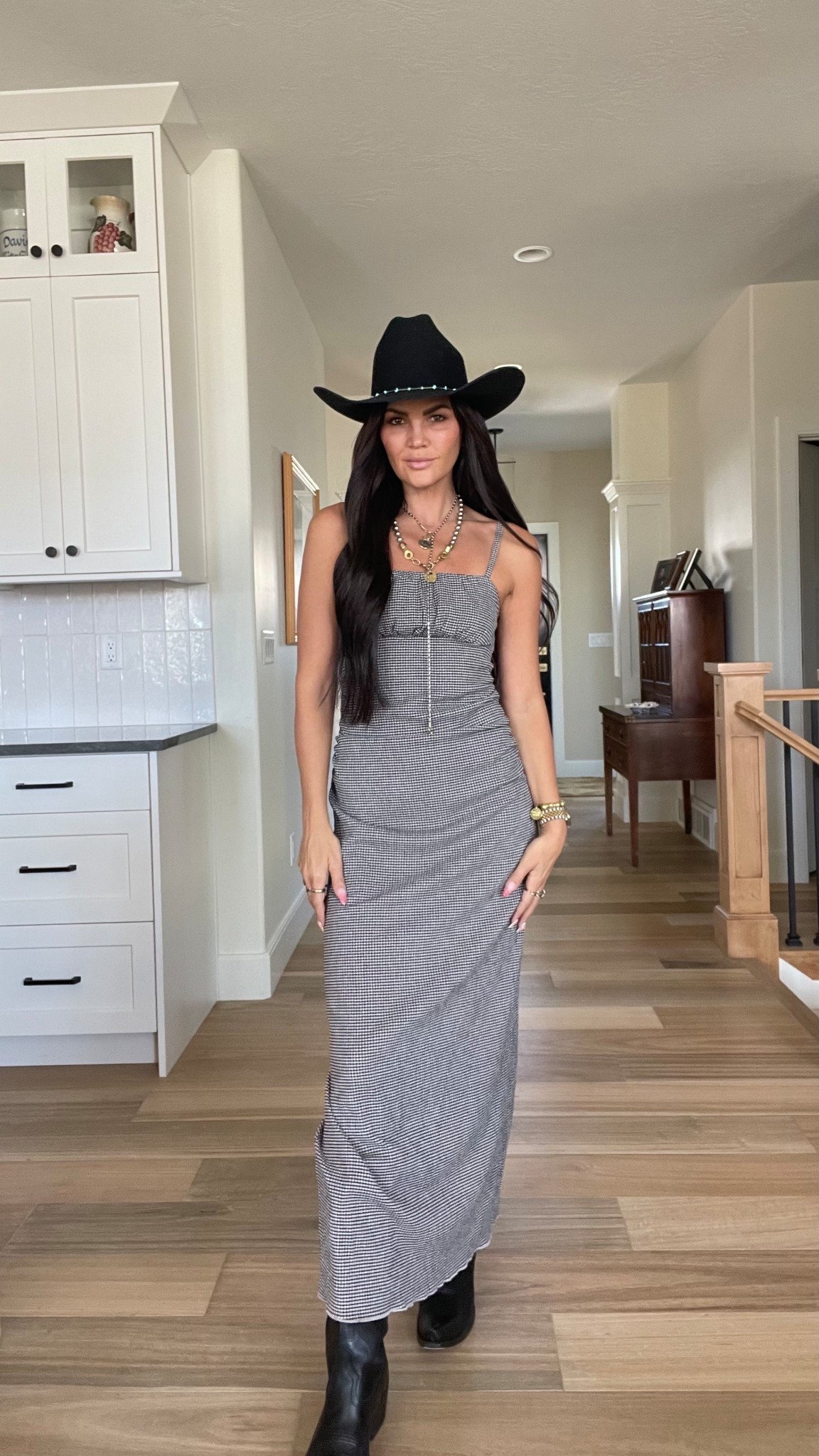 Checked Midi Dress from Target 
Gigi Pip Hat - Code: Kristin15
Necklaces - Twisted Silver 
Freebird Boots 
Abbott Lyon Watch 


#LTKShoeCrush #LTKStyleTip