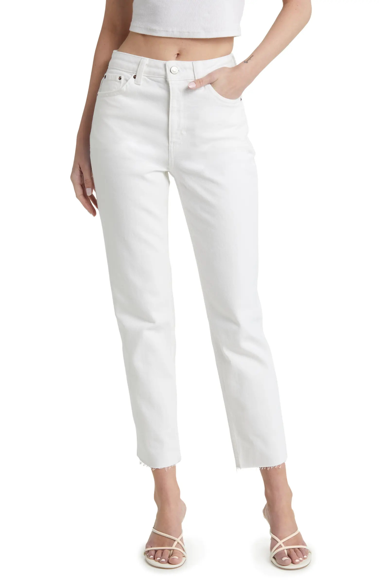 Straight Leg Raw Hem Jeans | Nordstrom