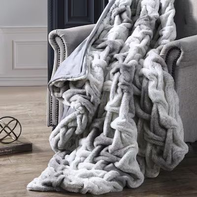 Amrapur Overseas Braided Faux Fur Throw Silver 50-in x 60-in Throw Lowes.com | Lowe's