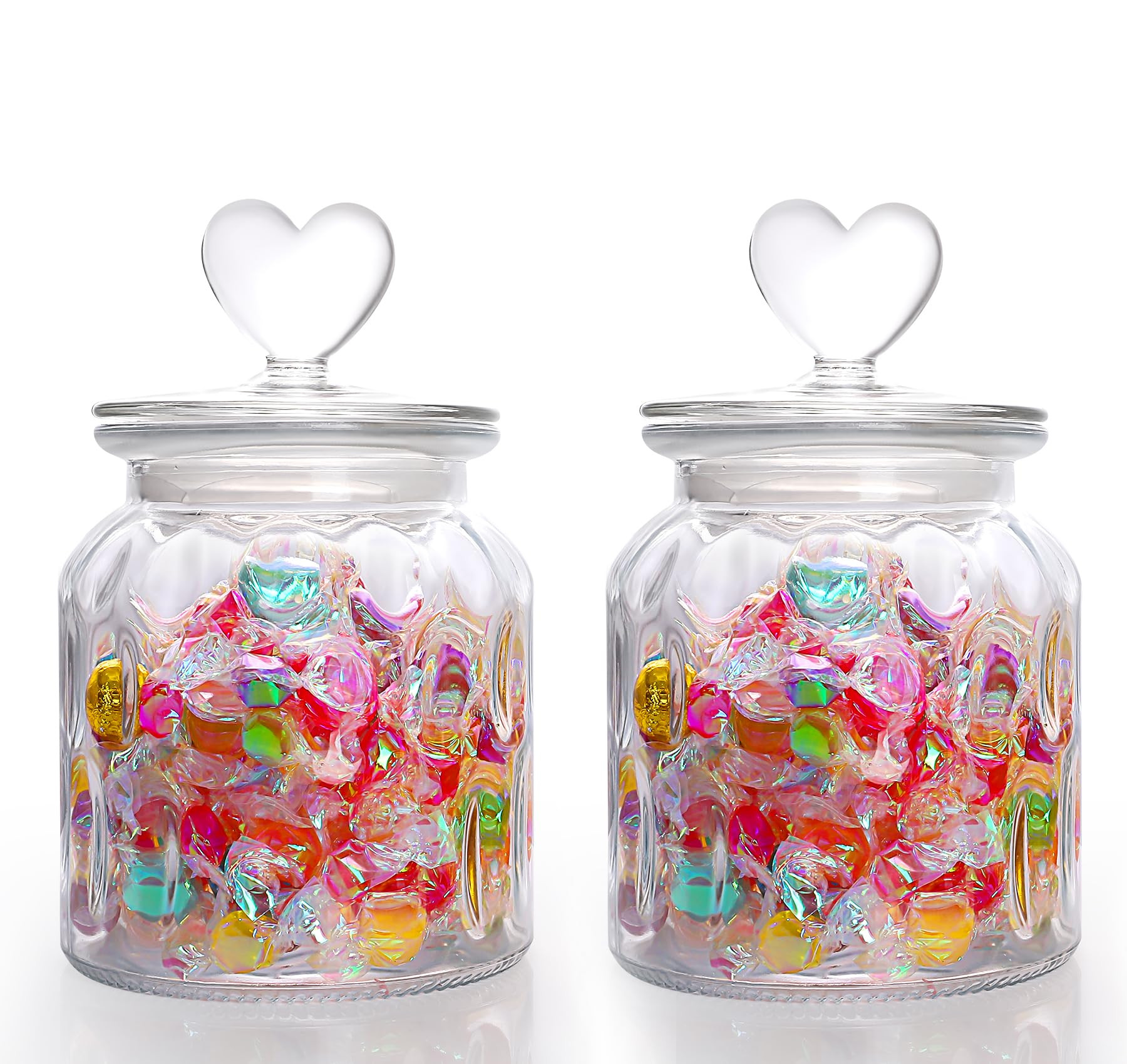 22 oz Clear Glass Jars with Cute Heart Shaped Lids Set, Food Storage Glass Canisters with Airtigh... | Amazon (US)