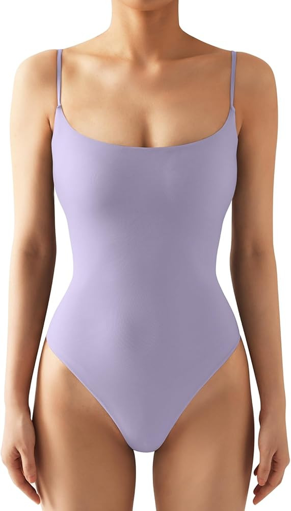 SUUKSESS Women Sexy Square Neck Thong Bodysuit Backless Cami Bodysuit Top | Amazon (US)