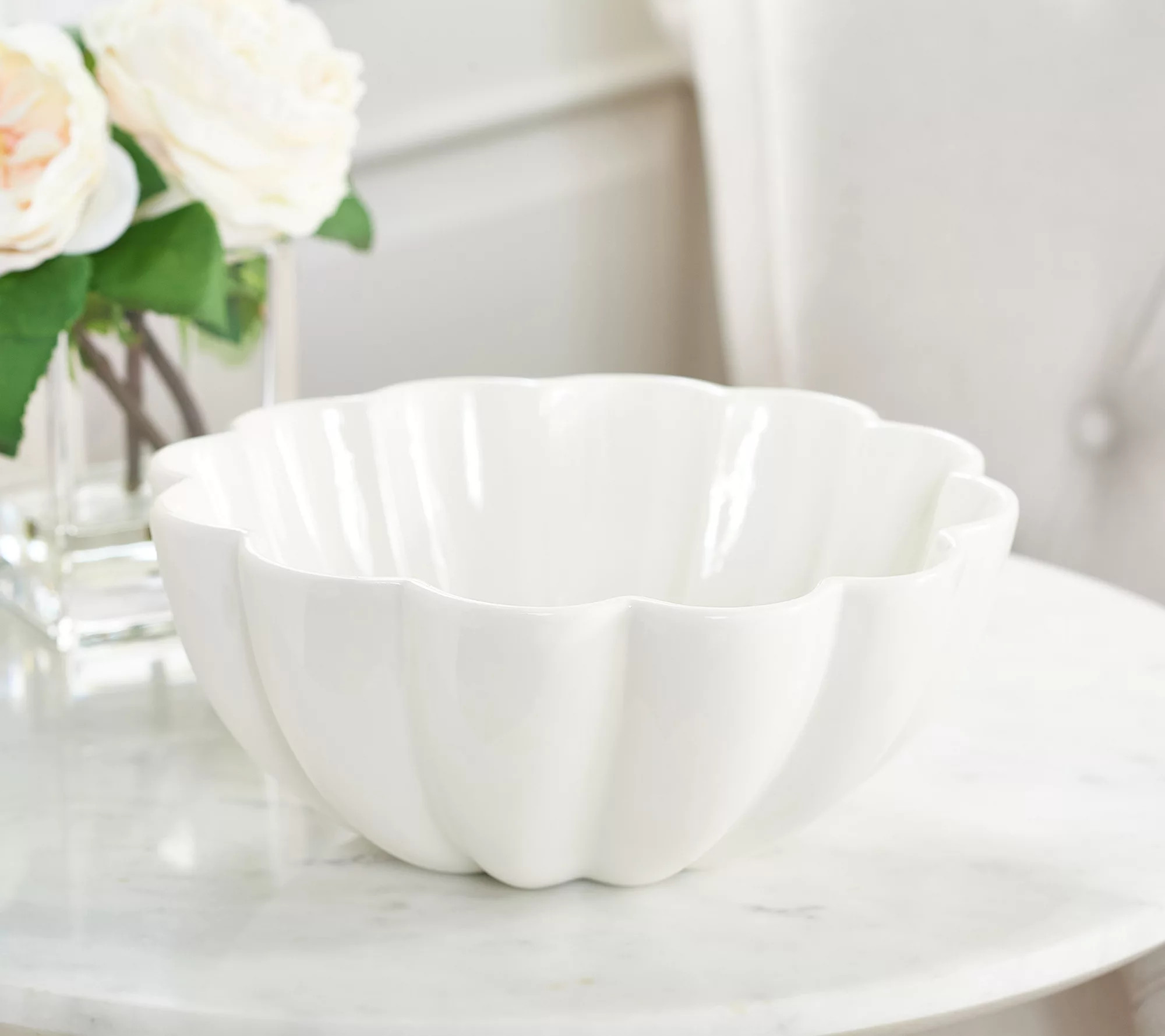 Cozy Cottage by Liz Marie Scalloped Ceramic Bowl - QVC.com | QVC