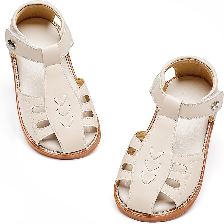 Felix & Flora Toddler Girls Sandals Soft Rubber Princess Flat Shoes Summer Flower Girl Shoes | Amazon (US)