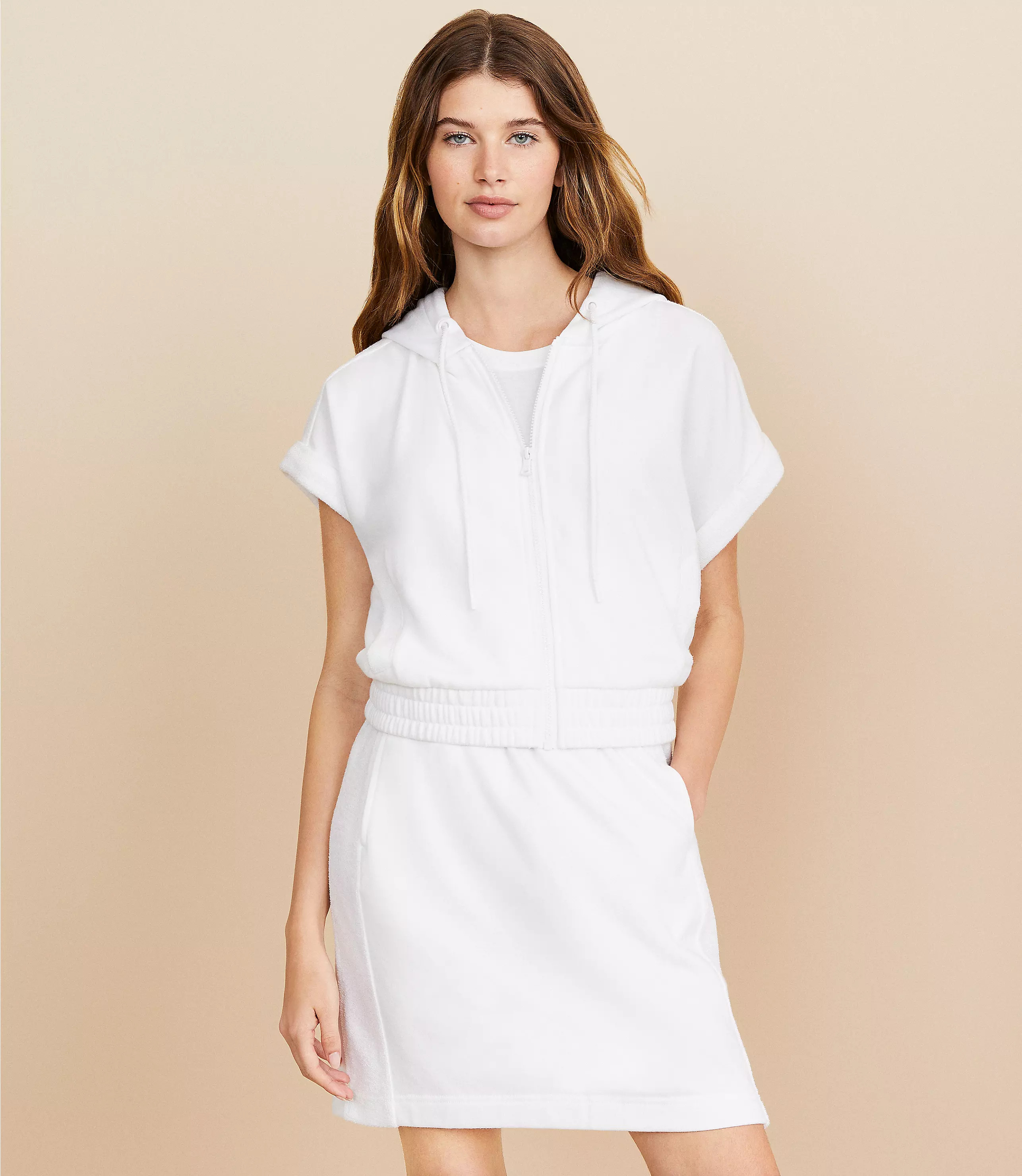 Lou & Grey Cozy Cotton Terry Short Sleeve Hoodie | LOFT