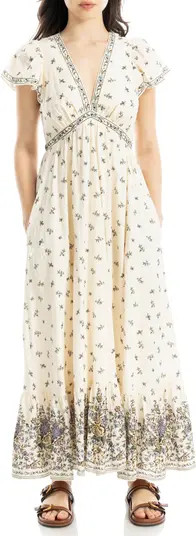 MAX STUDIO Floral Flutter Sleeve Maxi Dress | Nordstromrack | Nordstrom Rack