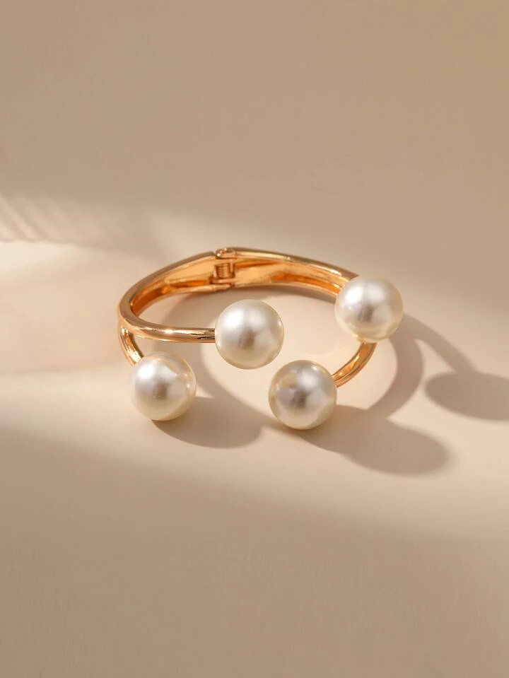 Faux Pearl Decor Cuff Bangle | SHEIN