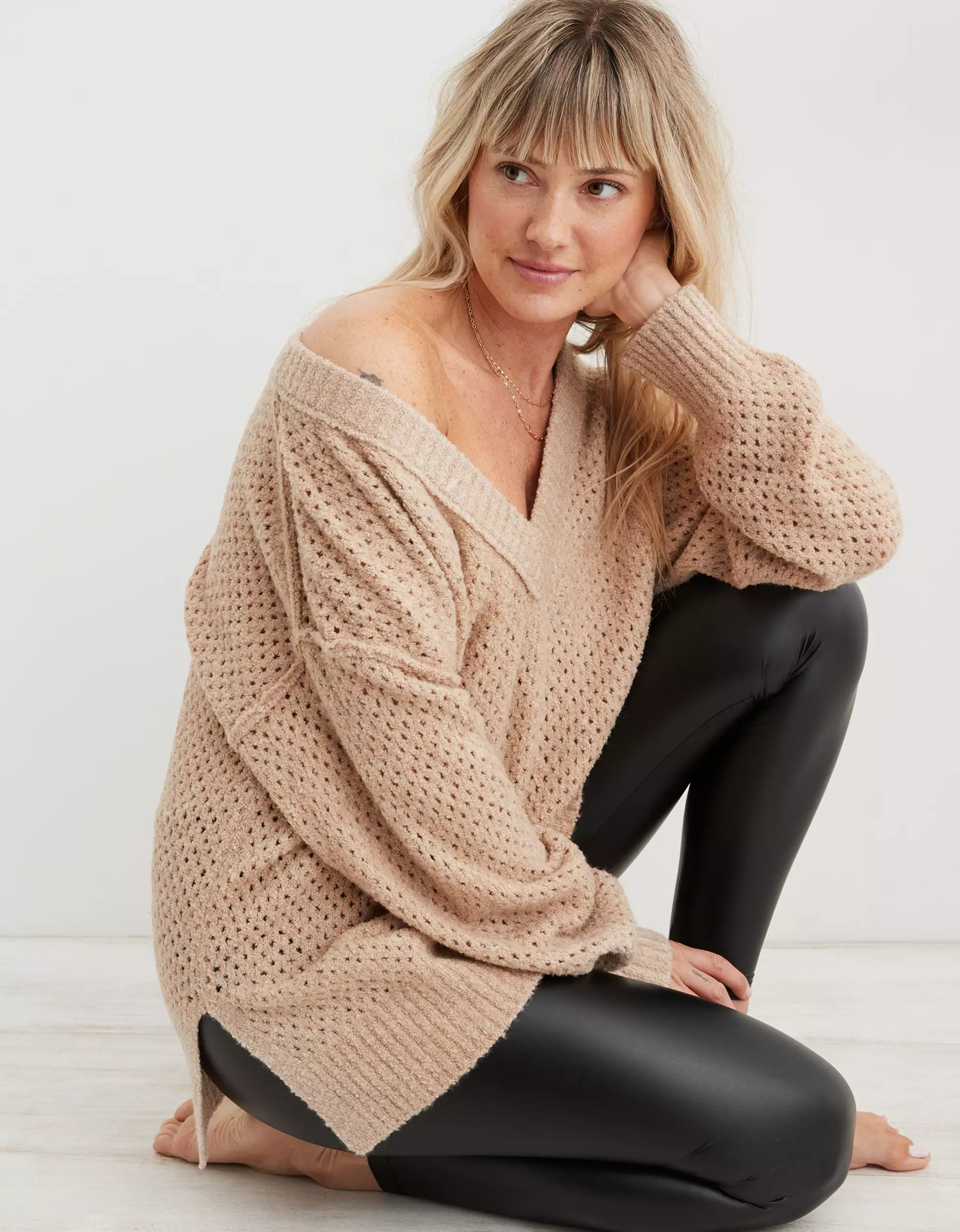 Aerie Oversized V-Neck Sweater | Aerie