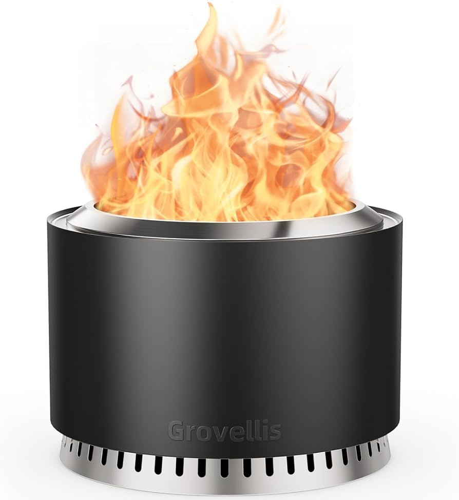 27 inch Smokeless Fire Pit with Waterproof Cover & Fire Poker | Amazon (US)
