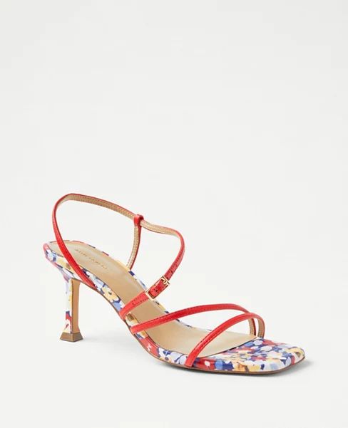 Printed Leather Strappy Heeled Sandals | Ann Taylor (US)