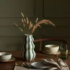 Buy Habitat Hand Painted Stripe Vase - Green | Vases | Habitat | Habitat UK