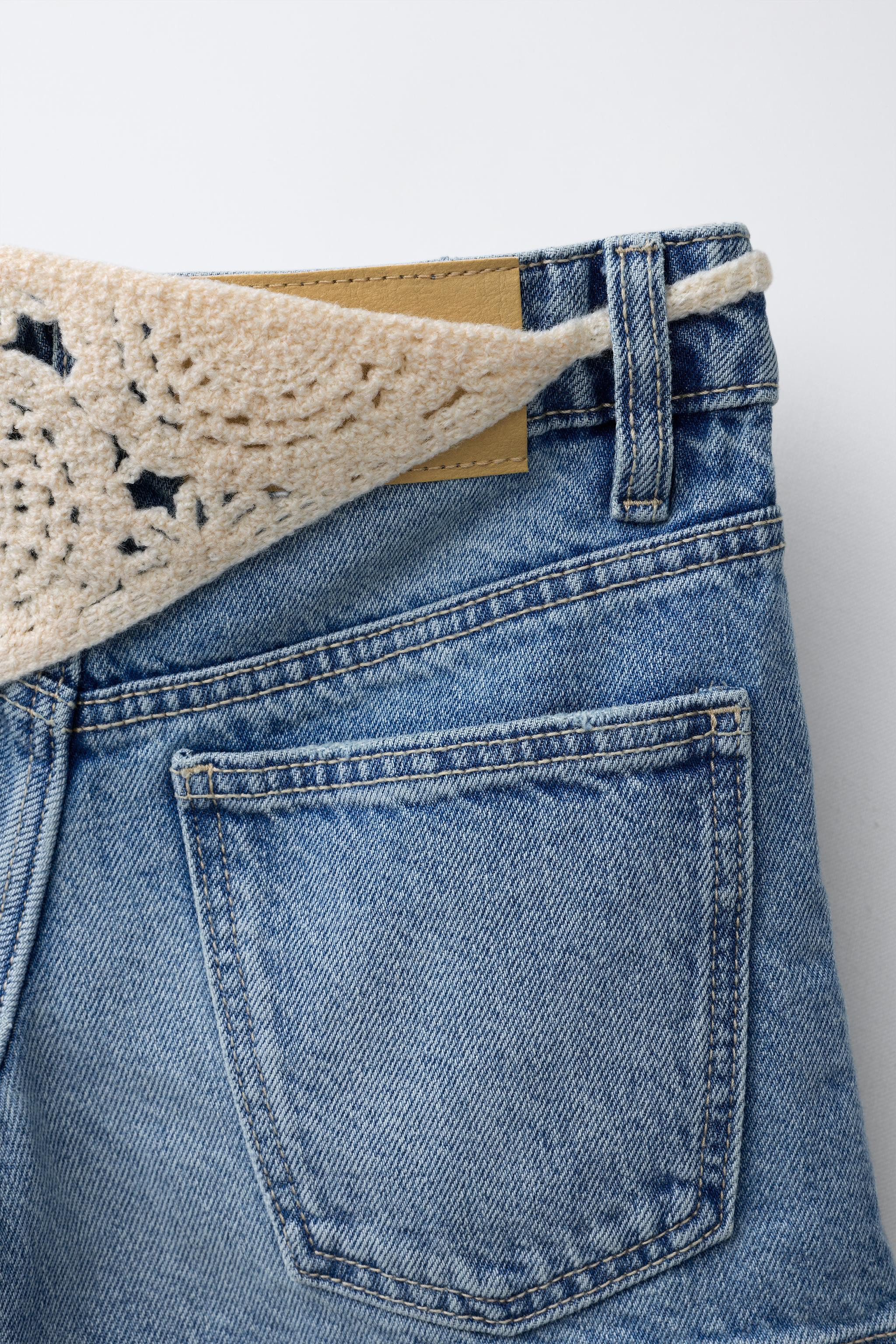 CROCHET BANDANA DENIM SHORTS | Zara Canada