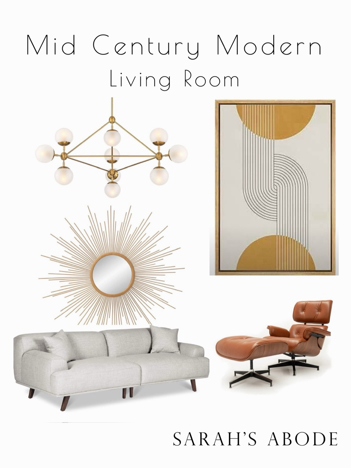 Mid Century Modern living room design! Budget friendly!

Mcm chandelier. Gold. Starburst mirror. Modern lounge chair. Faux leather. Modern art. Abstract art  

#LTKSaleAlert #LTKFamily #LTKHome