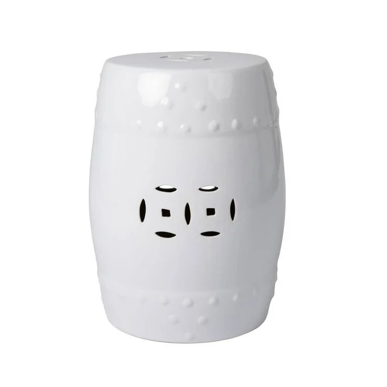 Double-Medallion Ceramic Indoor/Outdoor Garden Stool/Table in Optic White - Walmart.com | Walmart (US)