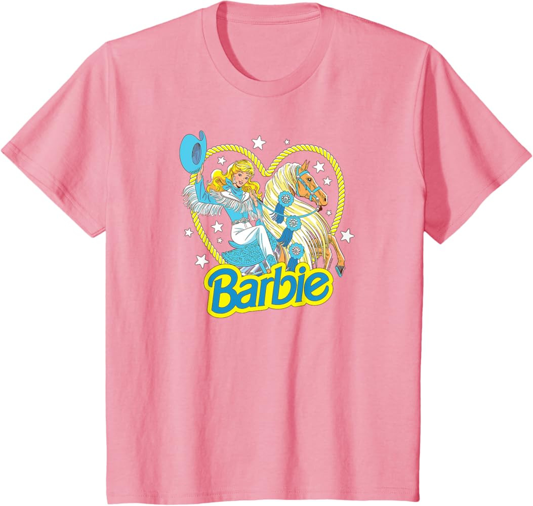Barbie - Retro Western Cowgirl With Horse And Heart T-Shirt | Amazon (US)