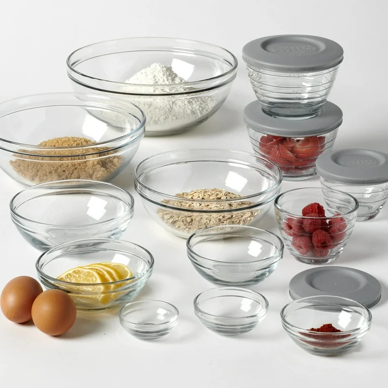 Anchor Hocking Glass Mixing Bowl & Prep Bowl Set with Lids, 17 Piece Set | Walmart (US)