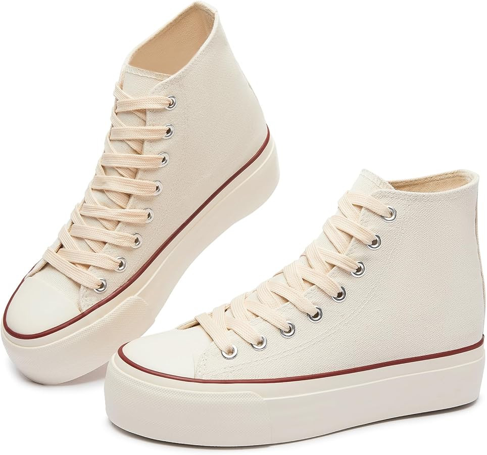 FINIWOR Women's Canvas High Top Sneakers Platform Casual Shoes | Amazon (US)