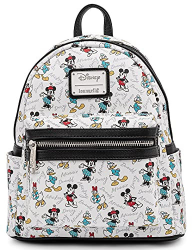 Loungefly Disney Mickey Minnie Mouse Donald Daisy Mini Backpack Handbag White | Amazon (US)