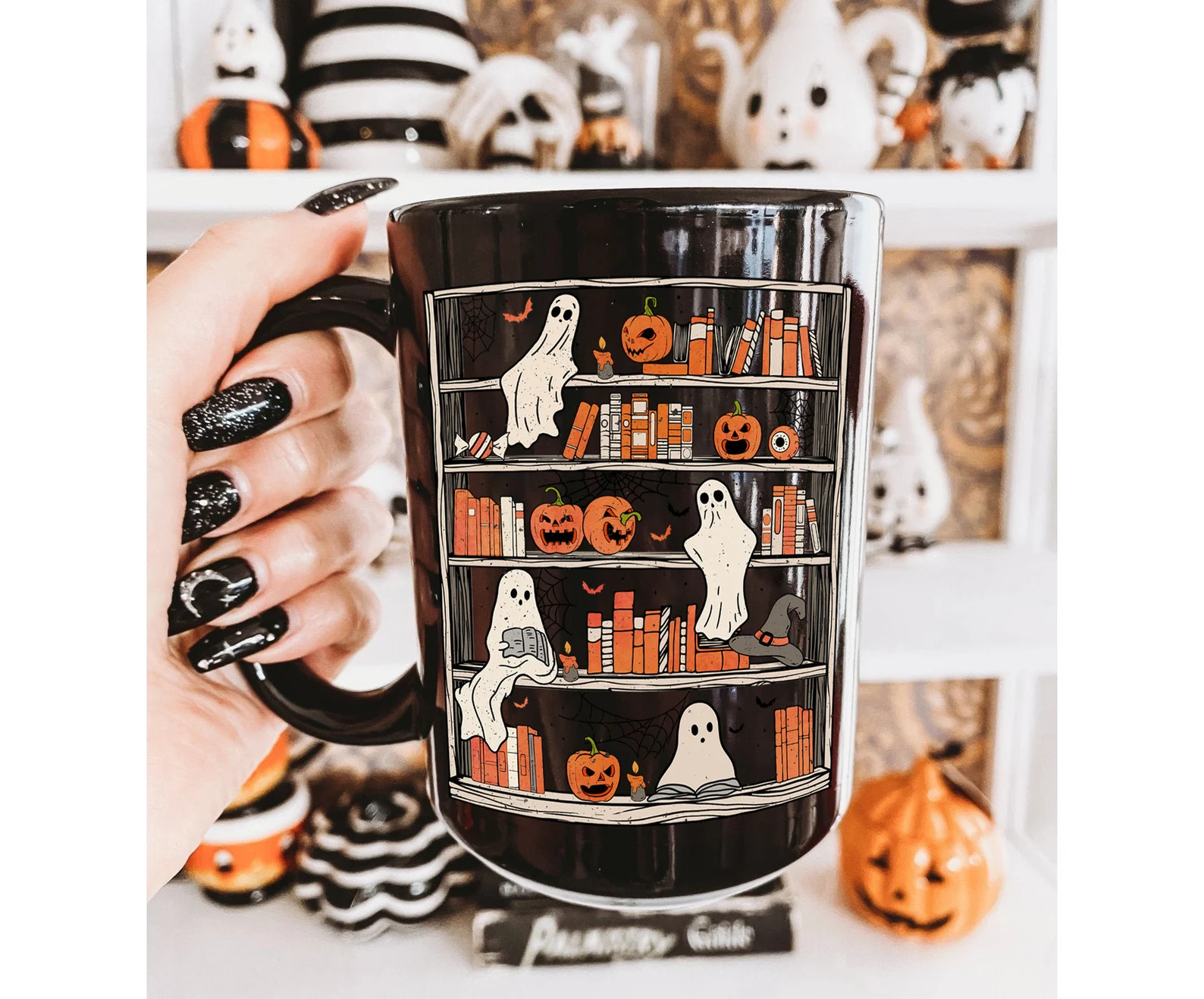 Reading Ghost Halloween Mug, Cute Halloween Mug, Housewarming Gift, Bookish Ghost Mug, Spooky Vib... | Etsy (US)