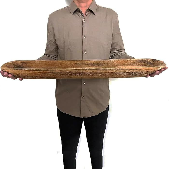 Wooden Dough Bowl Decor, Vintage Wooden Bowl Hand Carved Home Decor for Dining Table Center, Livi... | Amazon (US)