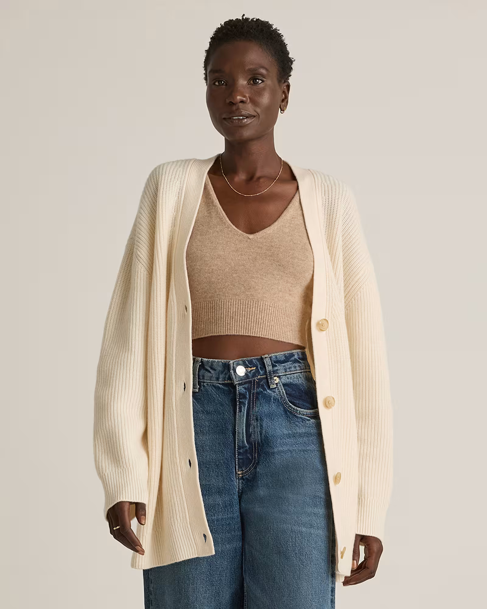 Mongolian Cashmere Oversized Boyfriend Cardigan Sweater | Quince