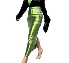 Skirts for Women Dressy Casual Vibrant Metallic High Waist Back Split A Line Long Pencil Skirt | Amazon (US)