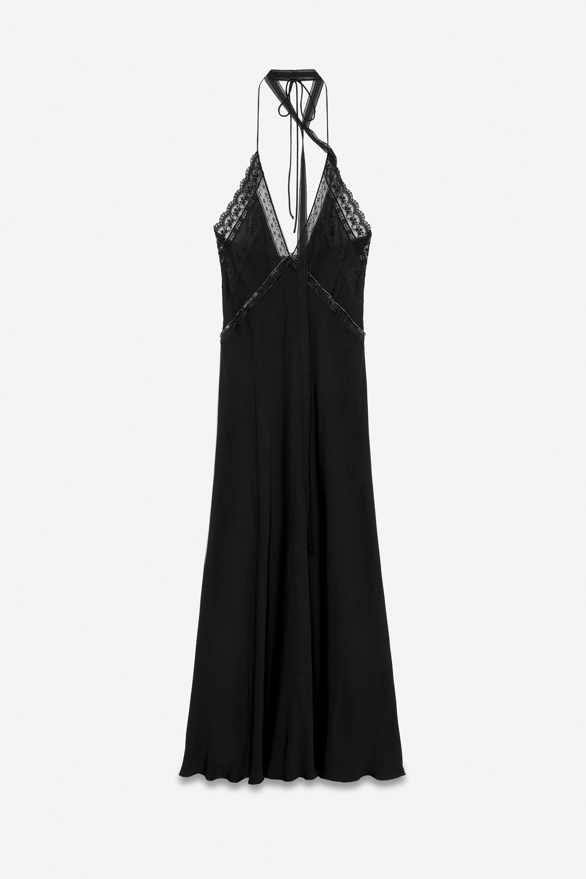 PRINTED EMBROIDERED HALTER TOP | Zara US