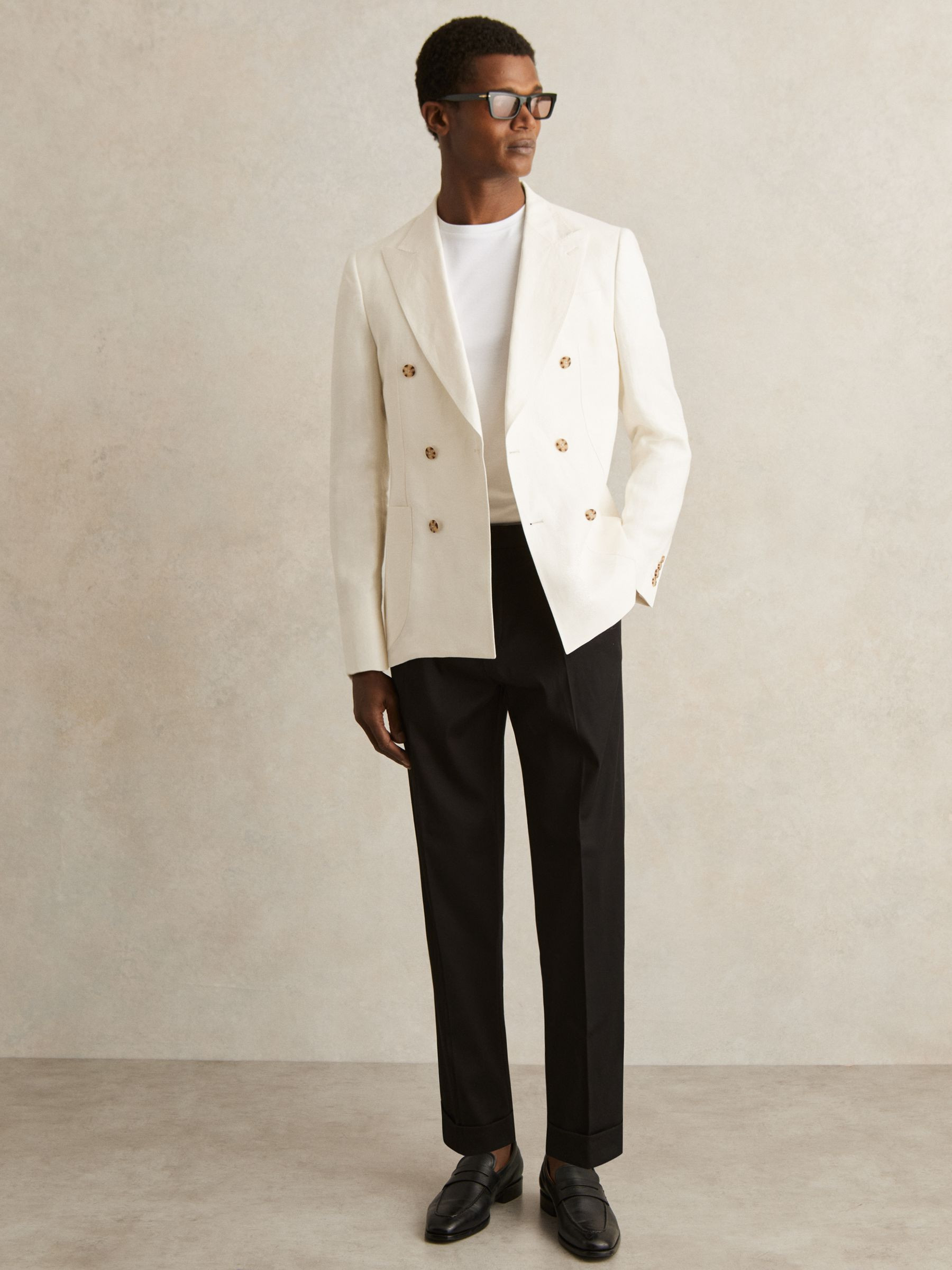 Cotton-Blend Tapered Trousers in Black | Reiss US