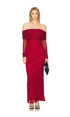 Bardot Adoni Off Shoulder Maxi Dress in Deep Red from Revolve.com | Revolve Clothing (Global)