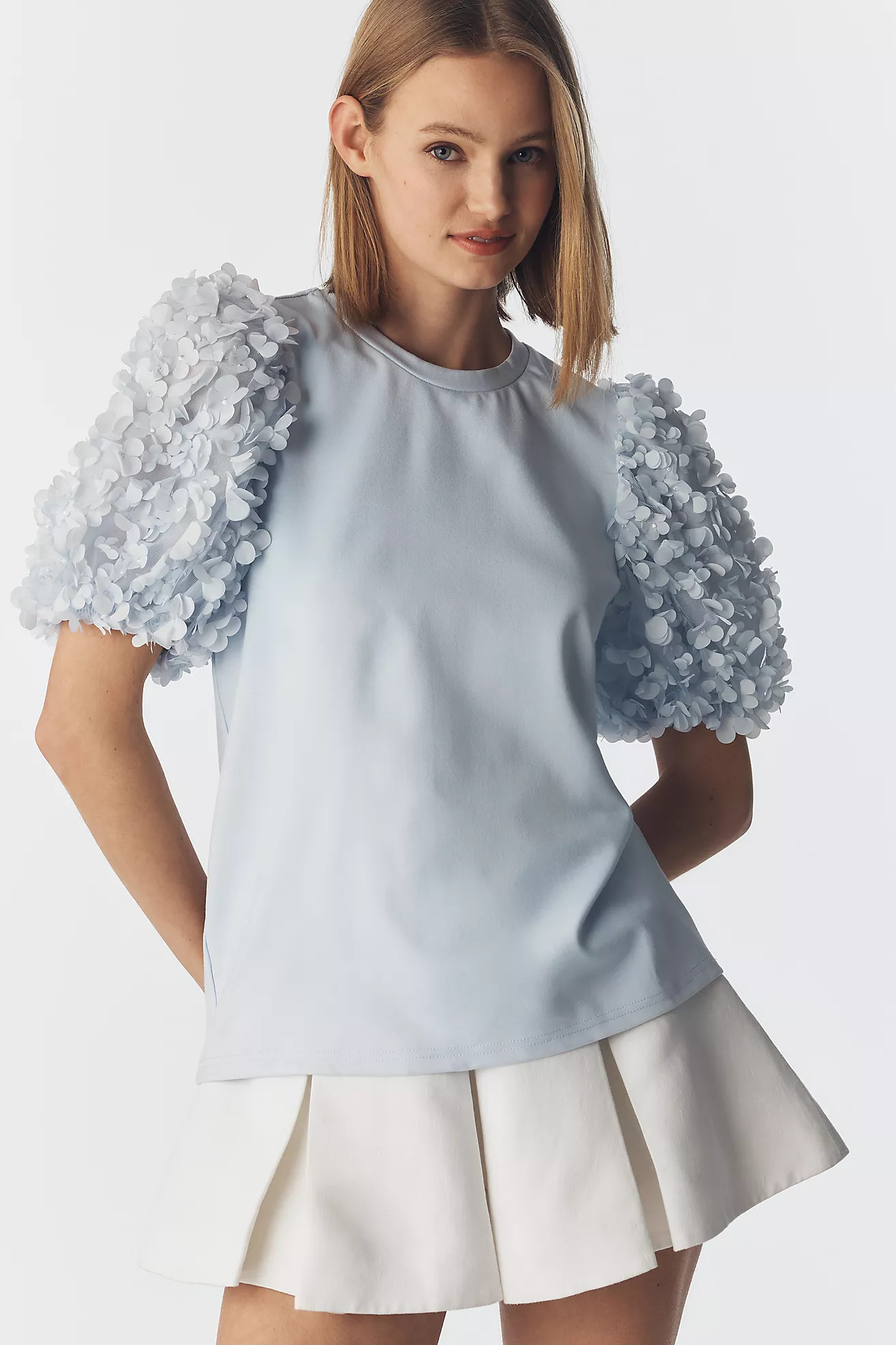 English Factory Textured Puff-Sleeve Top | Anthropologie (US)