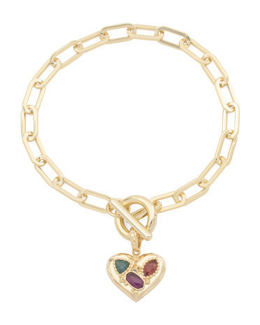 Penny Heart Chain Bracelet, Gold | TJ Maxx