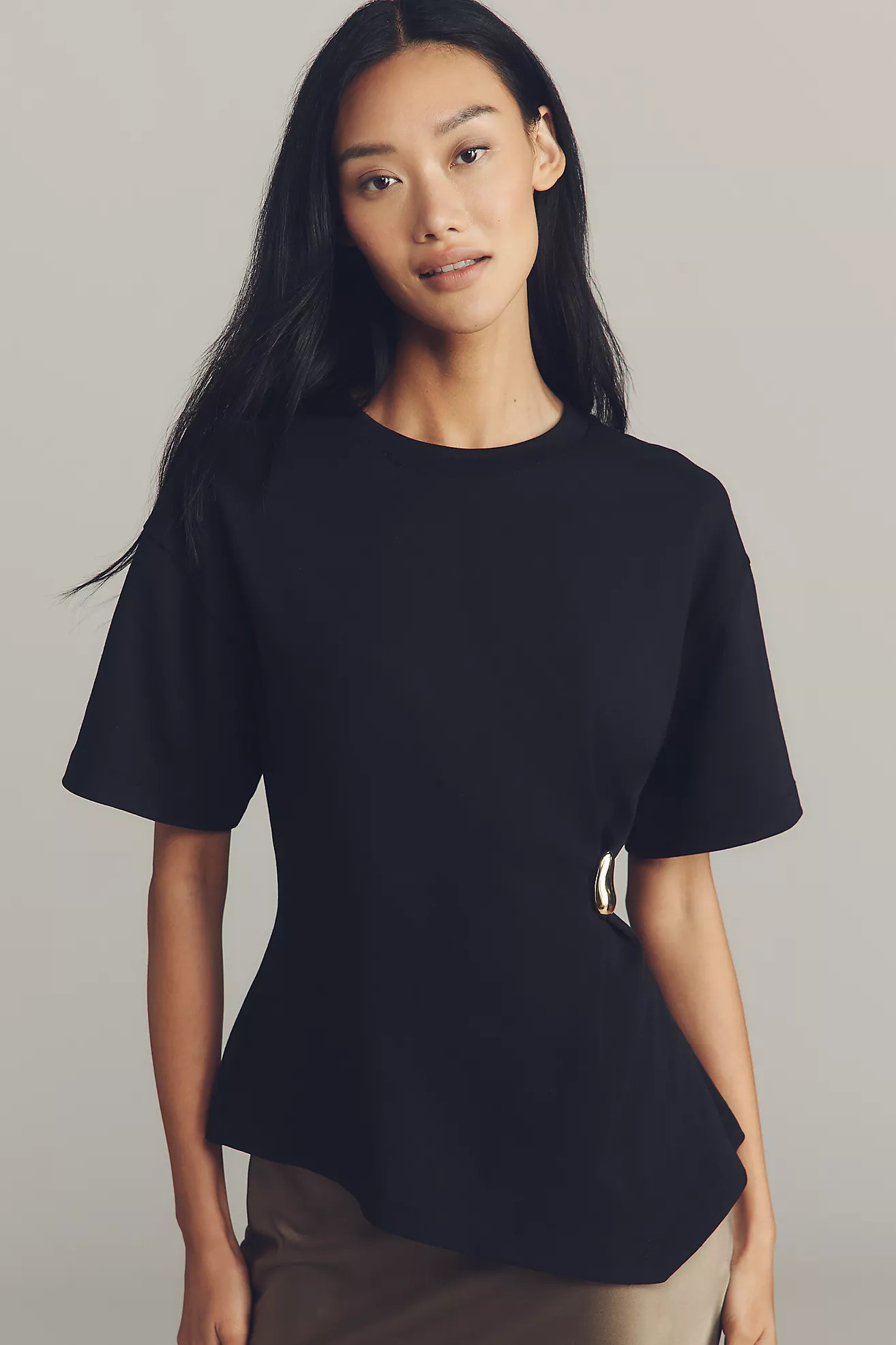 By Anthropologie Short-Sleeve Hardware Gathered Top | Anthropologie (US)